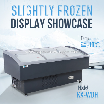 Curved sliding glass low temperature display freezer